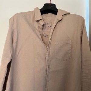 Frank $ Eileen "Mary" Classic Shirtdress -Beige/Tan Twill  Size Large
